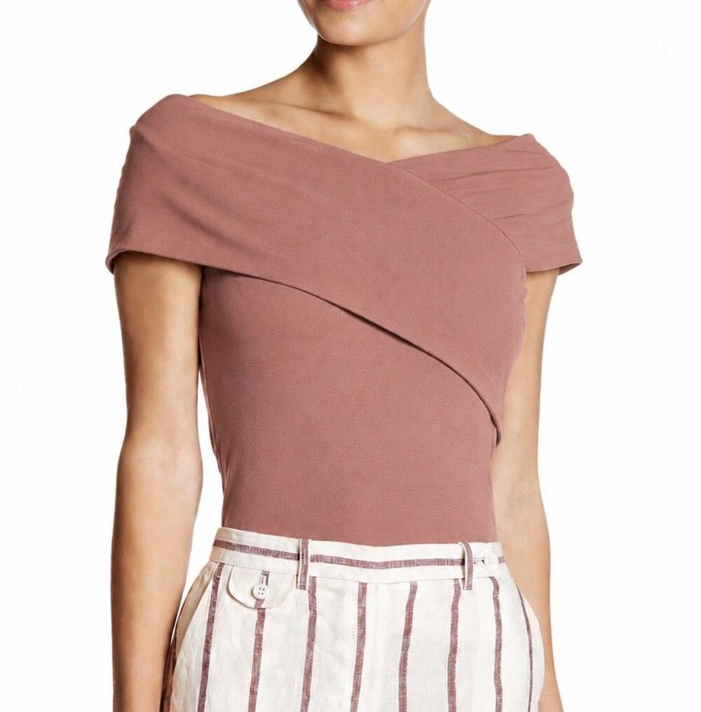 Theory Kellay Cotton Wrap Top Off Shoulder Terracotta Women’s Sz M Peru